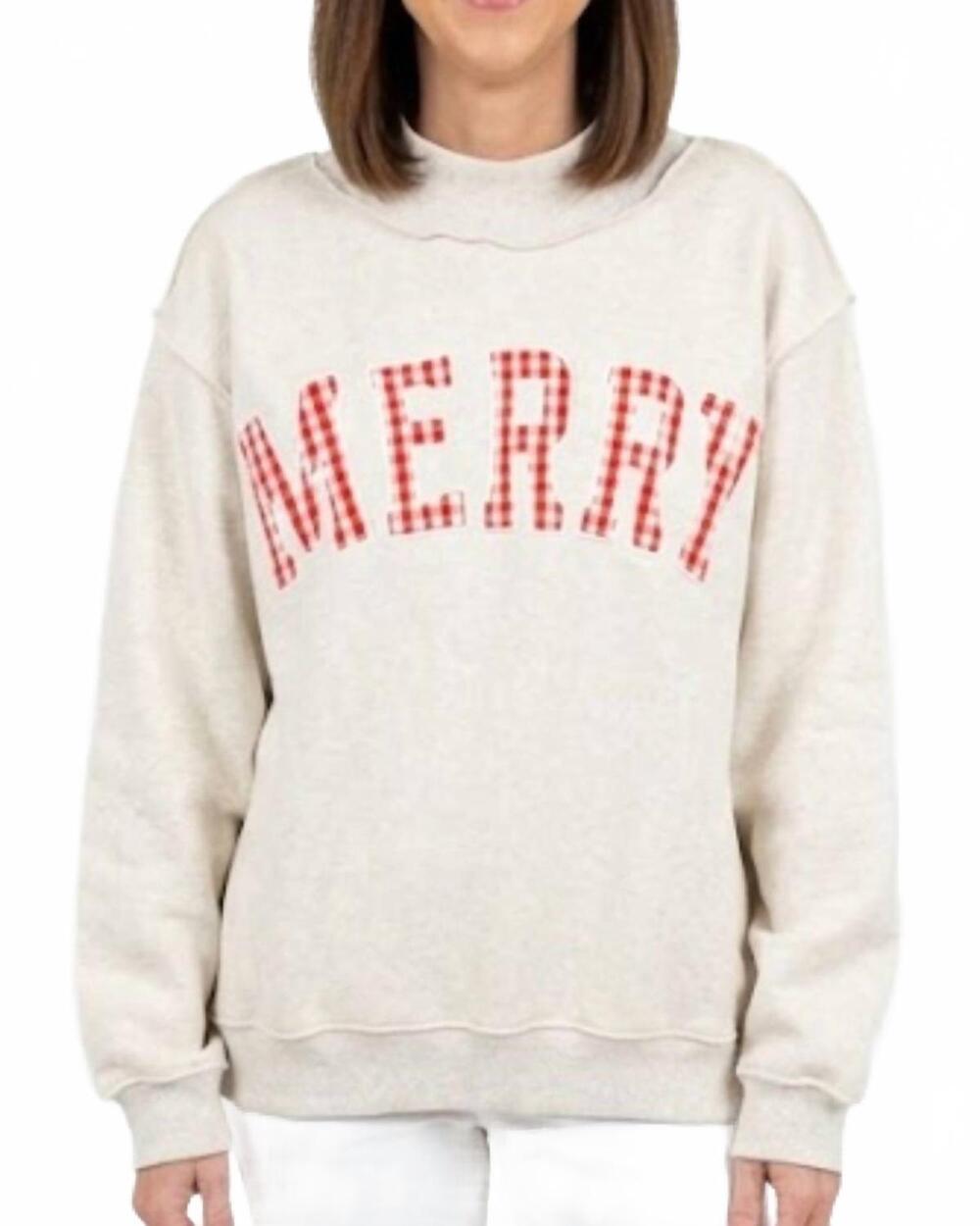 NEW BUCKETLIST merry oversized sweatshirt in heather grey/red